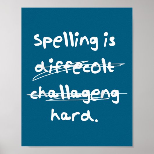 Poster Orthographe Est Difficile Orthographe Drôle Bee  (Devant)
