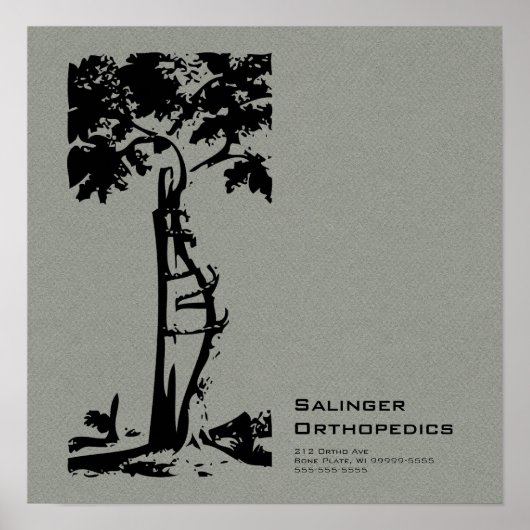 Poster Orthopédique Crooked Tree Grey Faux Flannel (Devant)