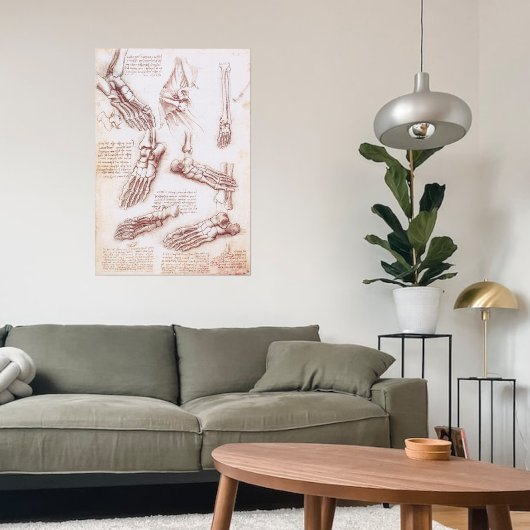 Poster Os de pied de l'anatomie humaine par Leonardo da V