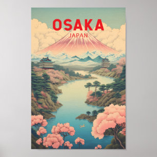Poster Osaka Japon Mont Fuji Travel Art Vintage