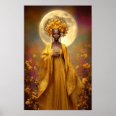 Poster Oshun Print Luxueux Afro Mystical Jaune Floral Art (Devant)