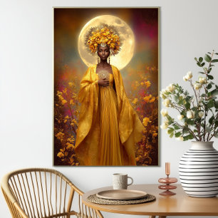 Poster Oshun Print Luxueux Afro Mystical Jaune Floral Art