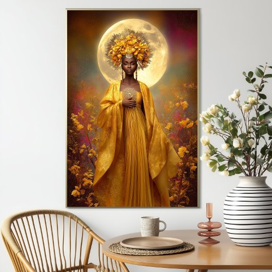 Poster Oshun Print Luxueux Afro Mystical Jaune Floral Art