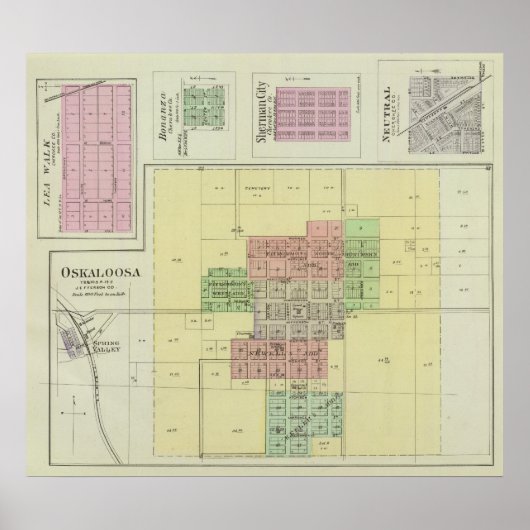 Poster Oskaloosa, Lea Walk et Bonanza, Kansas (Devant)