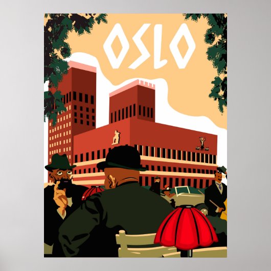 Poster Oslo, Hôtel de Ville, Norvège (Devant)