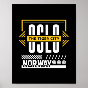 Poster Oslo Norvège - La ville du tigre Typographie urbai