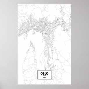 Poster Oslo, Norvège (noir sur le blanc)