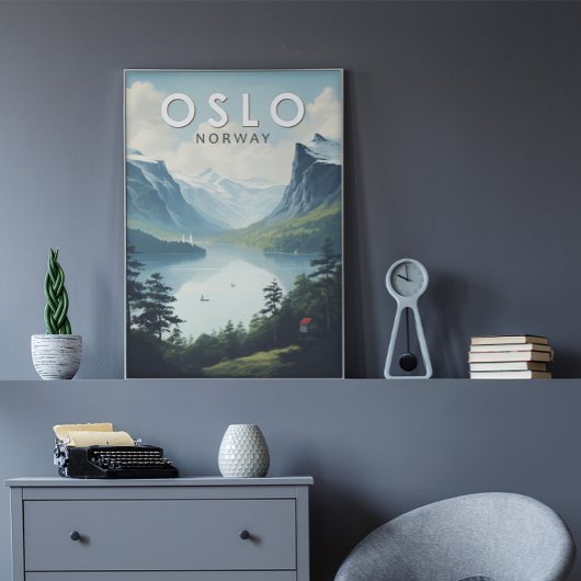 Poster Oslo Norvège Travel Art Vintage