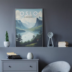 Poster Oslo Norvège Voyage Art Vintage