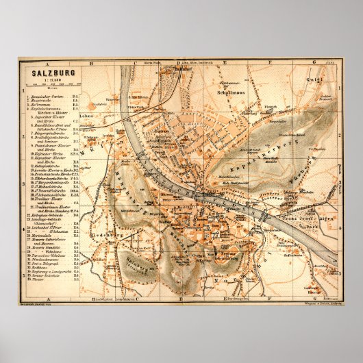 Poster " Österreich : 1911 Salzbourg - Detailierte Karte. (Devant)