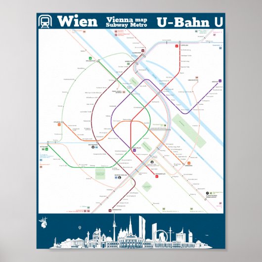 Poster " Österreich : Wien U-Bahn métromap ... (Devant)