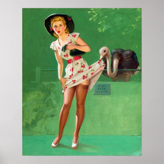 Poster Ostrich Pin Up (Devant)
