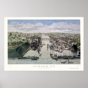 Poster Oswego, NY Carte panoramique - 1855