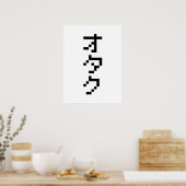 Poster OTAKU 8 bits Pixel japonais Katakana vertical (Cuisine)