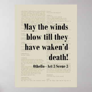 Poster Othello Shakespeare Citation de la mort éveillée L