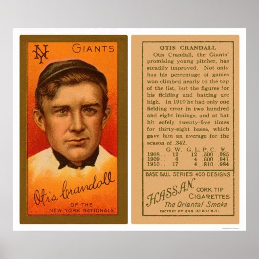 Poster Otis Crandall Giants Baseball 1911 (Devant)