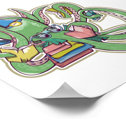 Poster Otopus Lecture des livres (Coin)