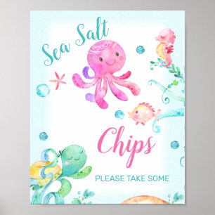 Poster Otopus Sous La Mer Créatures Symbole D'Anniversair
