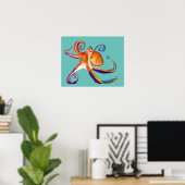 Poster Otopus vie marine aquarelle art (Bureau à domicile)