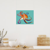 Poster Otopus vie marine aquarelle art (Cuisine)