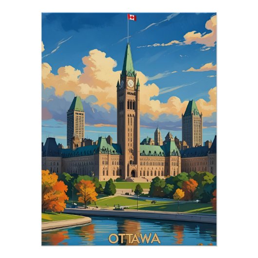 Poster Ottawa Canada Édifice du Parlement, Ciel de la vil (Devant)