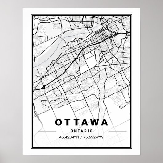 Poster Ottawa Ontario Canada Carte de la ville de voyage (Devant)