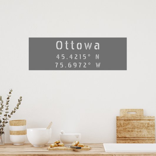 Poster Ottawa Ontario Latitude & Longitude (Cuisine)
