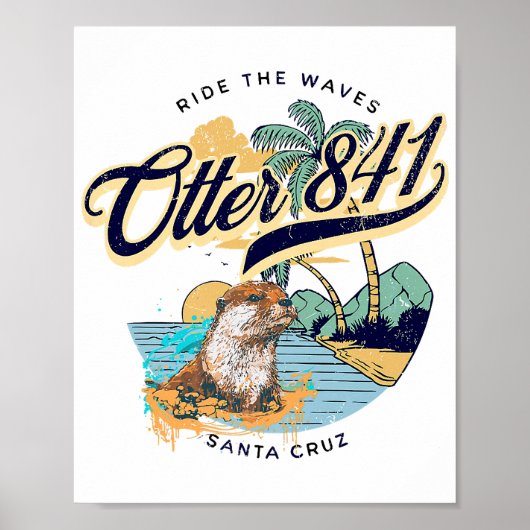 Poster Otter 841 Surfing Otter 841 California Surf Board (Devant)