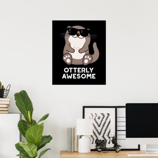 Poster Otter Animal Otter Pun Dark BG (Bureau à domicile)