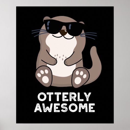 Poster Otter Animal Otter Pun Dark BG (Devant)