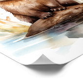 Poster Otter aquarelle adorable (Coin)