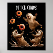 Poster Otter Chaos Funny Bagel Fighting Sea Otters Pun An (Devant)