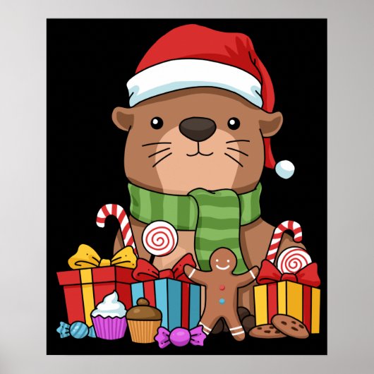 Poster Otter de Noël Cadeau Enfants Otter de mer (Devant)