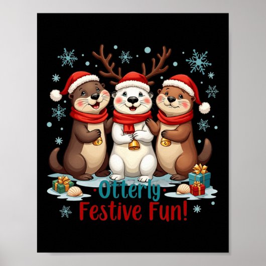 Poster Otter de Noël Festive Otter Animaux Animaux (Devant)
