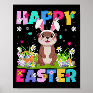 Poster Otter Joyeux Oeufs de Pâques Chasse Bunny Ear Otte