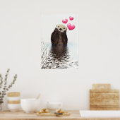 Poster Otter mignonne avec Coeurs d'Amour Rose (Cuisine)