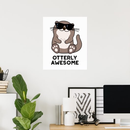 Poster Otter Pun animal d'Otter d'un drôle d'aspect (Bureau à domicile)