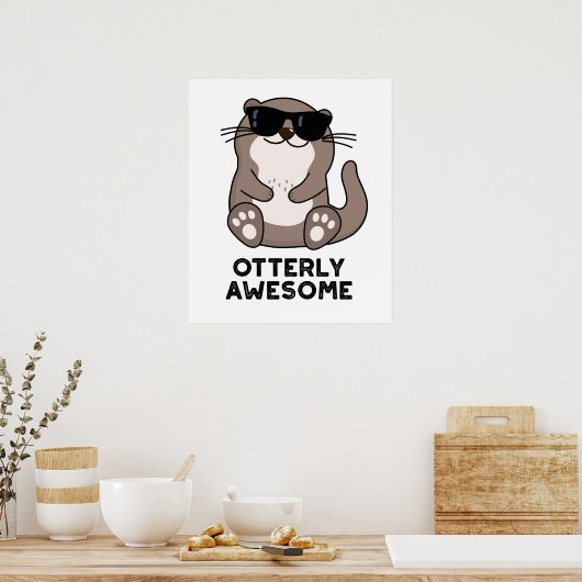 Poster Otter Pun animal d'Otter d'un drôle d'aspect (Cuisine)