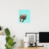 Poster Otter tenant les mains Imprimer mignon Otter Art N (Bureau à domicile)