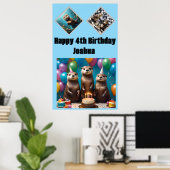 Poster Otter Triplets Anniversaire, (Bureau à domicile)
