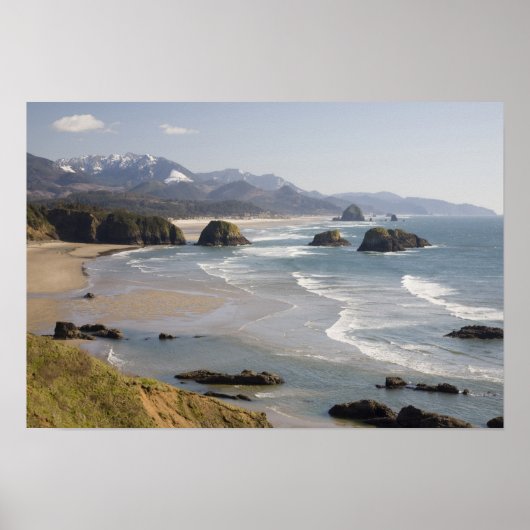Poster OU, côte de l'Oregon, parc d'État d'Ecola, Crescen (Devant)