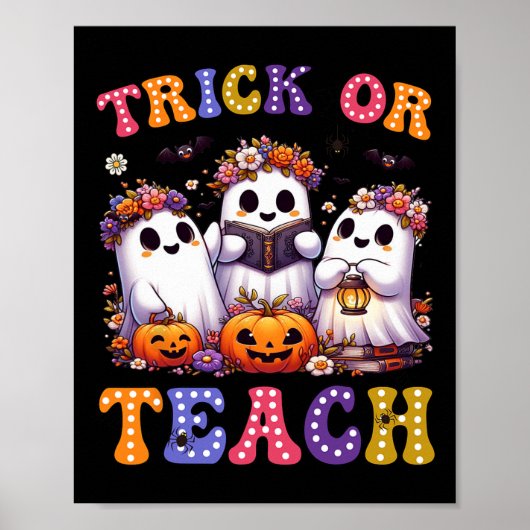 Poster Ou Enseigner Halloween Ghost Citrouille Éffrayant  (Devant)