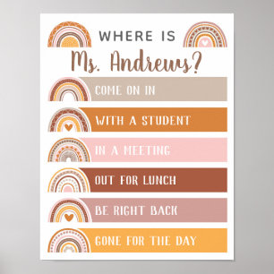 Poster Où est la porte du bureau de l'enseignant Signe ar