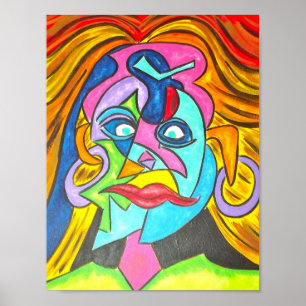 Poster Où est Le Café ? - Peint à la main Art Abstrait