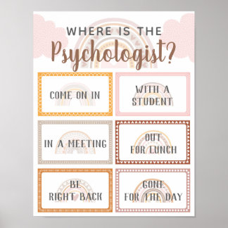 Poster Où est Psychologue Bureau Porte Signal Arc-en-ciel