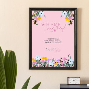 Poster Où Étaient-Ils Fête des mariées Rose De Pelouse Fl