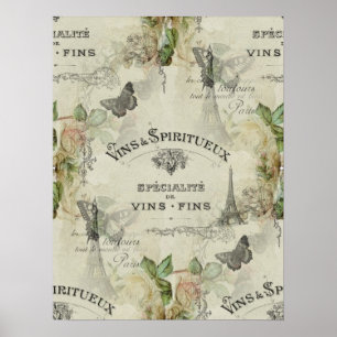 Poster ou imprimer Paris Vin Vintage et Art Rose