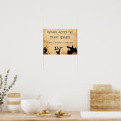 Poster Où les mots échouent — Citation de musique (Cuisine)