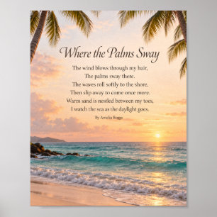 Poster Où les palmiers se balancent Poème de coucher de s