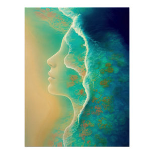 Poster "Où l'océan devient mémoire" - Vert bleu